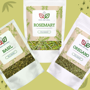 Dried Herbs Combo Pack (Basil, Rosemary, Oregano) – 100% Natural (15g each)